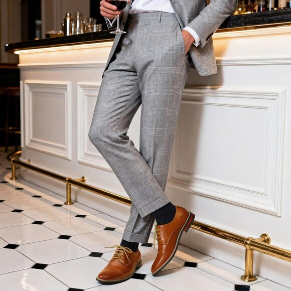 Bruno Marc Men’s Oxford Dress Shoes – Size 7.5 – Tan Leather - Picture 3 of 12